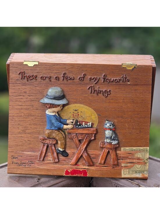 Custom Other - Vtg 1978 Custom Jose Melendi Churchill Wooden Cigar Keepsake Box